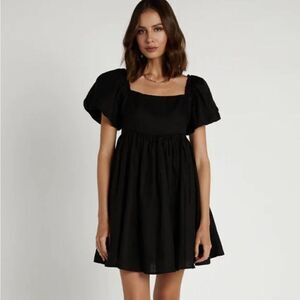 DISSH Danielle Black Linen Mini Dress in black